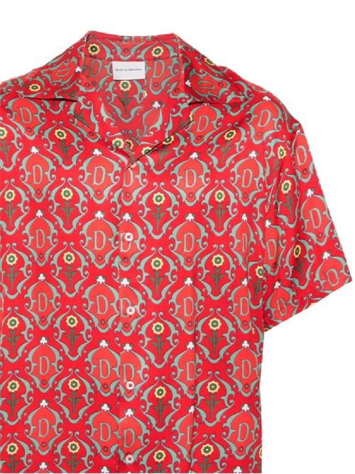 Camicia con finitura satinata rossa/multicolore DRÔLE DE MONSIEUR | SH155VI008RD